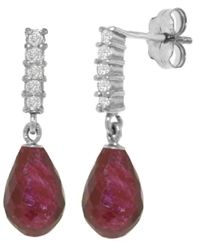 6.75 Carat 14K Solid Rose Gold Earrings Natural Diamond Ruby