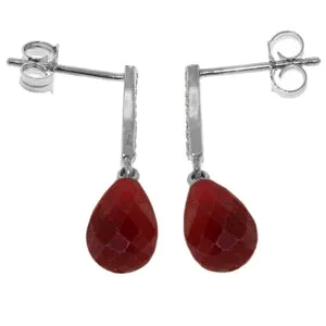 6.88 Carat 14K Solid White Gold Rhythm Of The Night Ruby Diamond Earrings