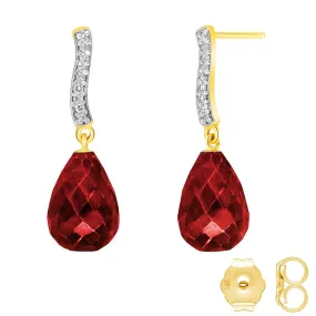 6.88 Carat 14K Solid Yellow Gold Adore Ruby Diamond Earrings