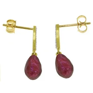 6.88 Carat 14K Solid Yellow Gold Adore Ruby Diamond Earrings