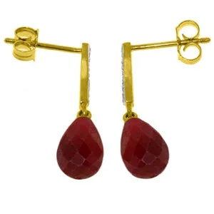 6.88 Carat 14K Solid Yellow Gold Adore Ruby Diamond Earrings