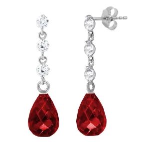 6.9 Carat 14K Solid White Gold Move Rhythm Ruby Diamond Earrings