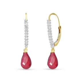 6.9 Carat 14K Solid Yellow Gold Louiseanne Ruby Diamond Earrings