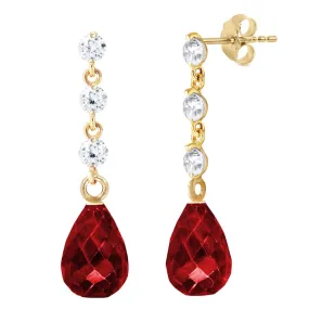 6.9 Carat 14K Solid Yellow Gold Prance Ruby Diamond Earrings