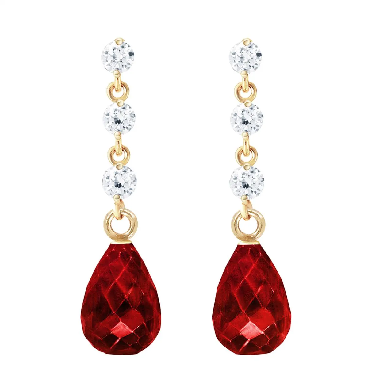 6.9 Carat 14K Solid Yellow Gold Prance Ruby Diamond Earrings