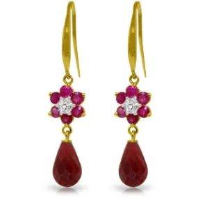 7.61 Carat 14K Solid Yellow Gold Botanica Ruby Diamond Earrings