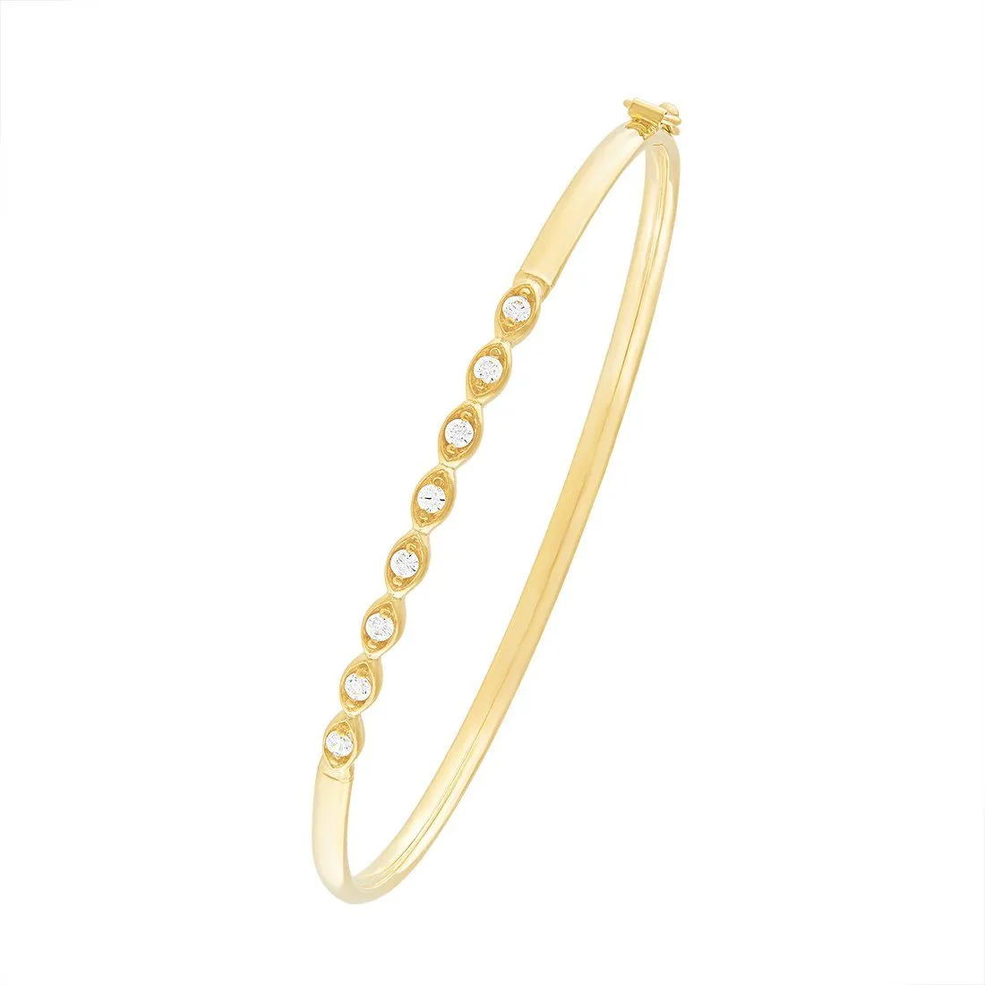 9ct Yellow Gold Silver Infused Open Hinge Bangle