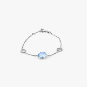 9K satin white gold Kensington bracelet with topaz