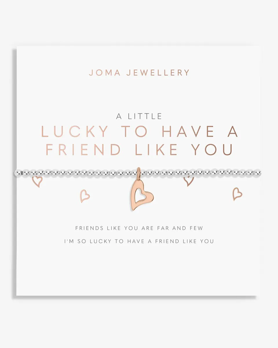 A Little 'Lucky To Have A Friend Like You' Bracelet in Silver And Rose Gold Plating