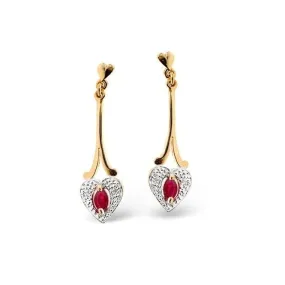 Acotis Diamonds 9K Gold 0.01ct Diamond Ruby Earrings Z1058