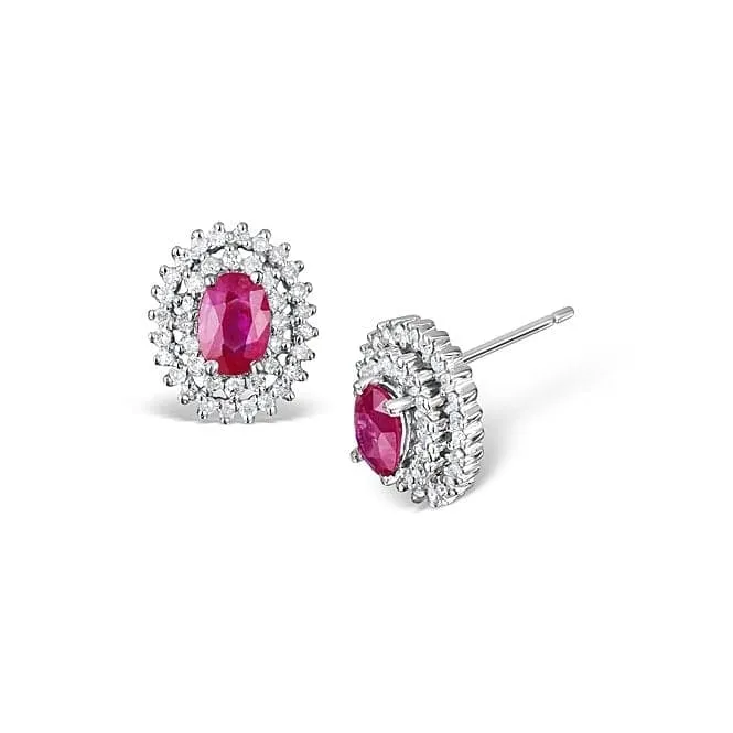 Acotis Diamonds 9K White Gold 0.51ct Diamond 0.55ct Ruby Earrings F2265