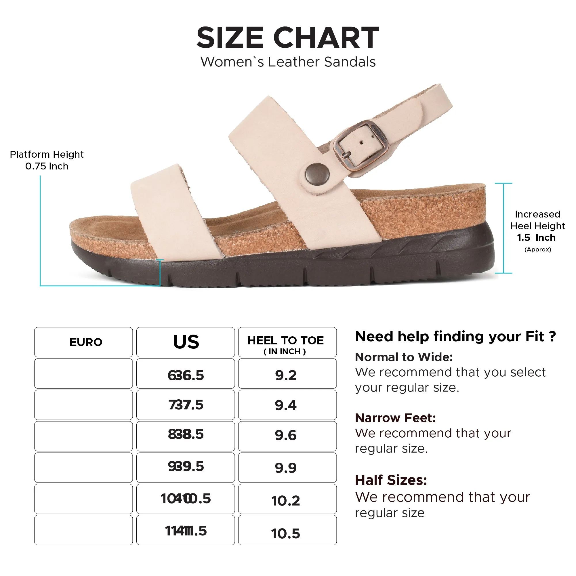 Aerothotic - Tori Casual Non-Slip Comfy Leather Platform Sandals