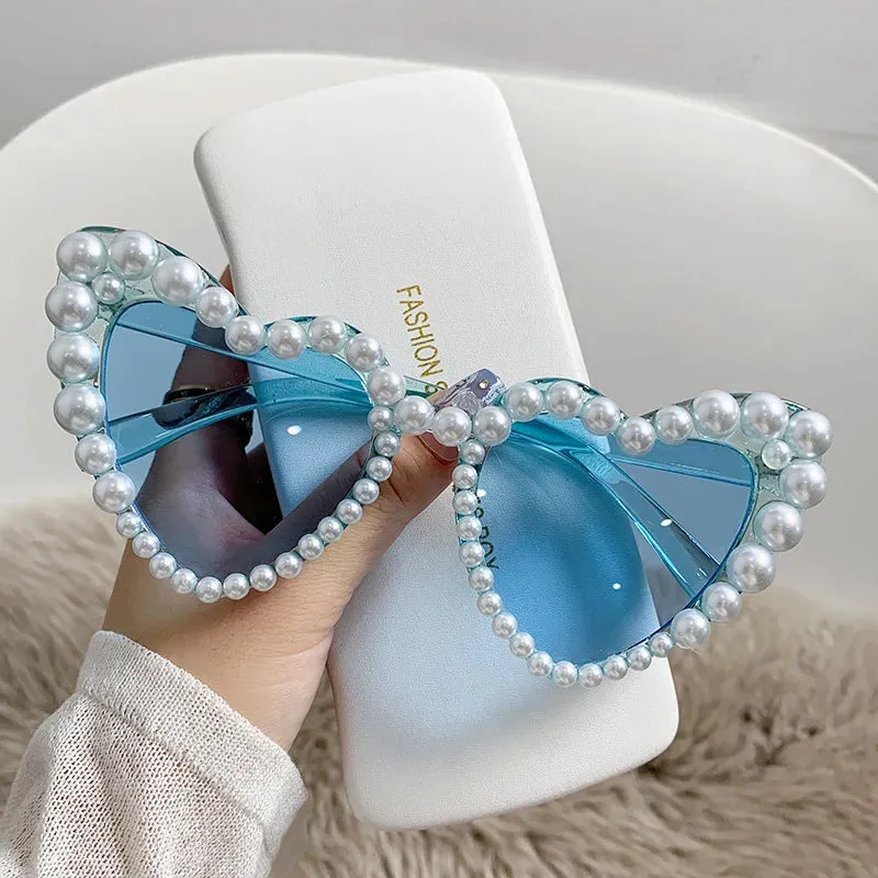 Aesthetic Oversized Heart Pearl Sunglasses