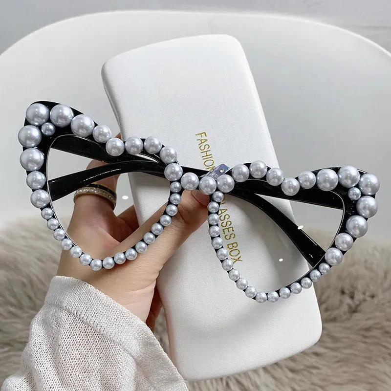 Aesthetic Oversized Heart Pearl Sunglasses