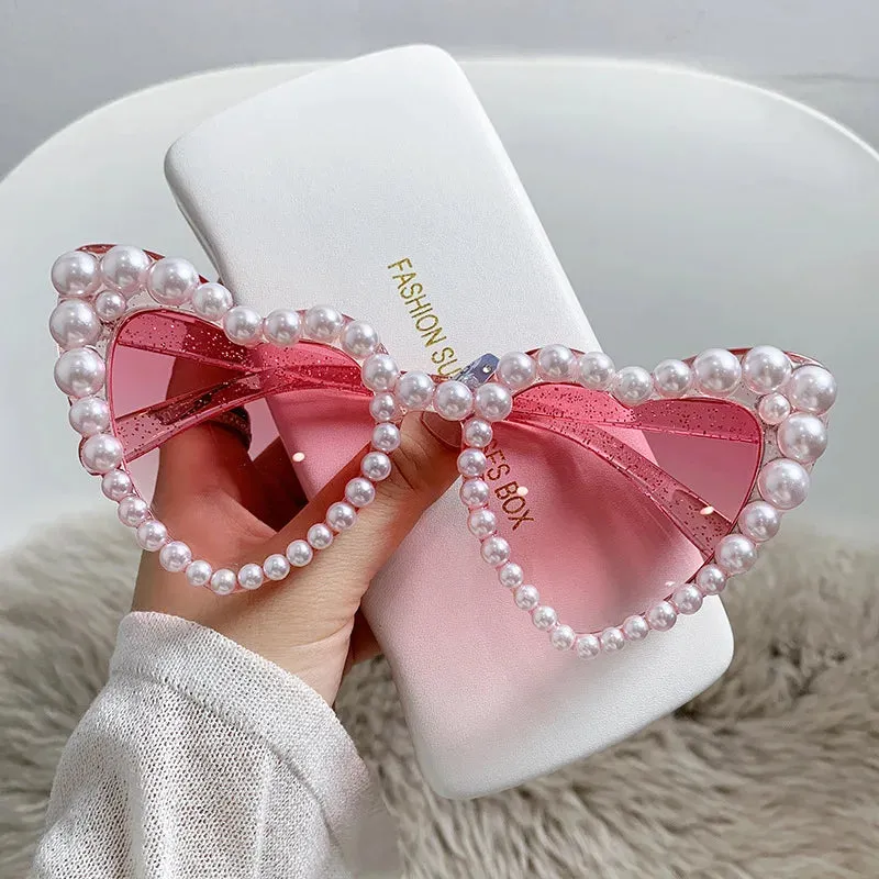 Aesthetic Oversized Heart Pearl Sunglasses