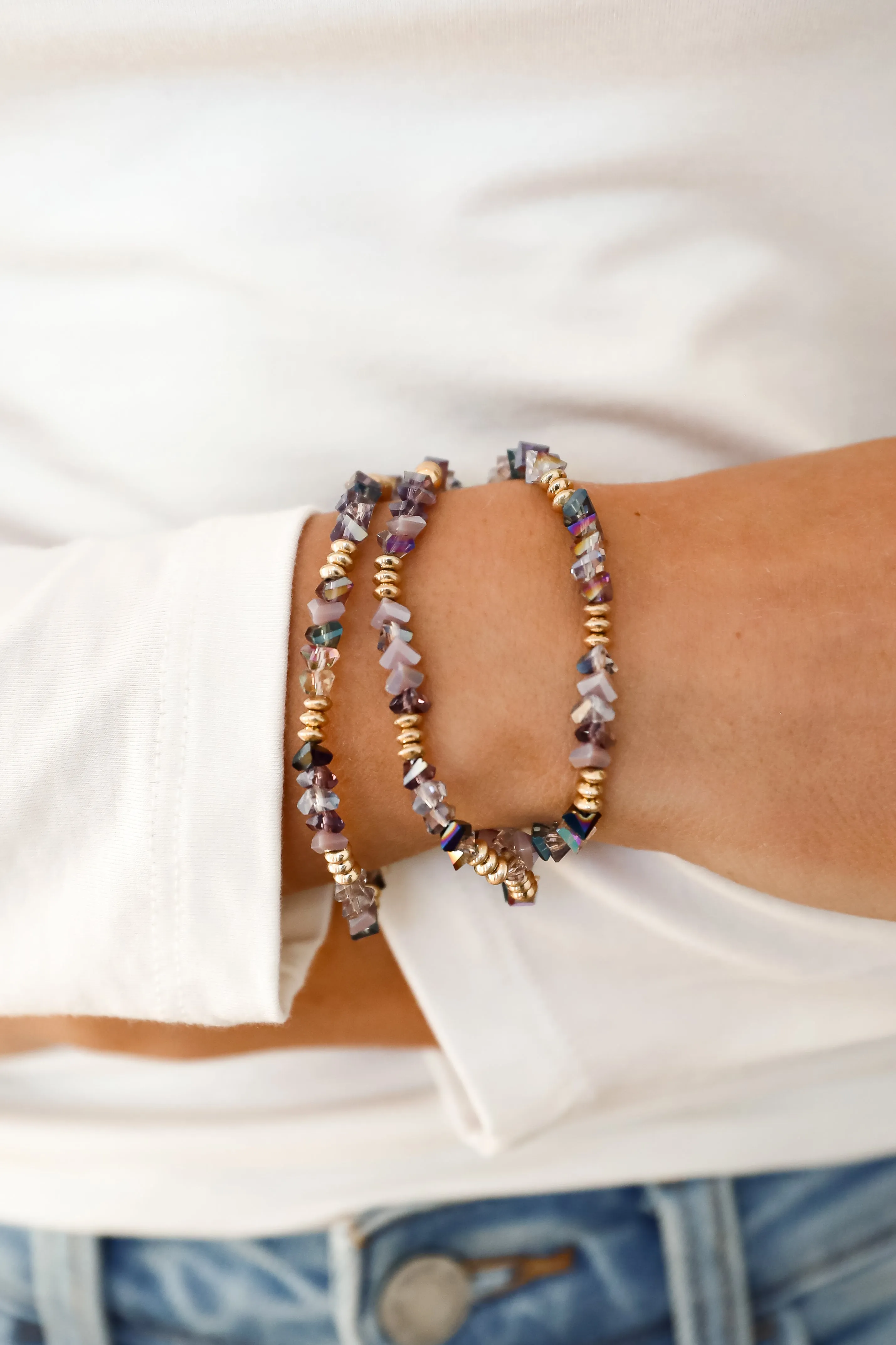 Allison Purple Beaded Bracelet Set