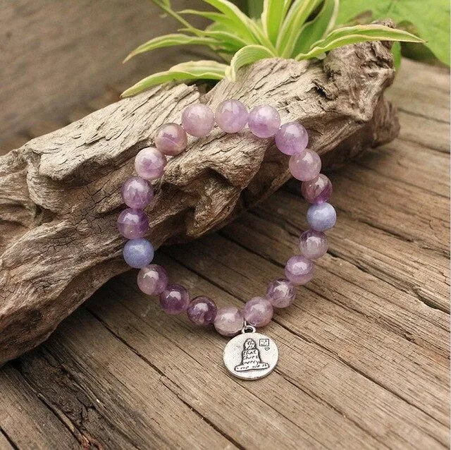 Amethyst Bracelet with Buddha Charm