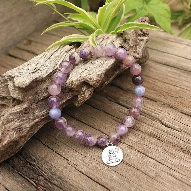 Amethyst Bracelet with Buddha Charm