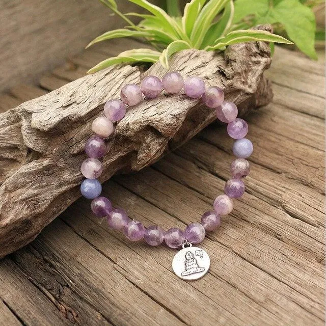 Amethyst Bracelet with Buddha Charm