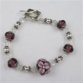 Amethyst  Handmade Bracelet in a Flower Motif Artisan Beads