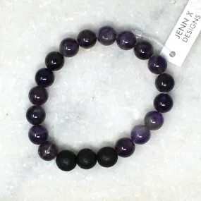 Amethyst   Lava Rock Bracelet