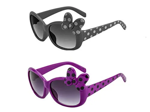 Amour 100% UV Protected Combo for Kids 3 to 8 Years Sunglasses - Pack of 2 Black:Purple