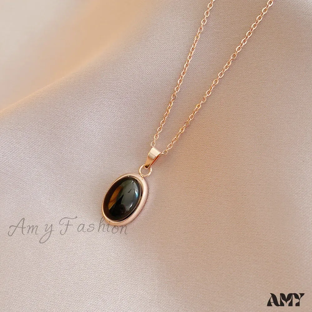 Amy Fashion - Simple Fashion Opal Stone 18K Gold Necklace