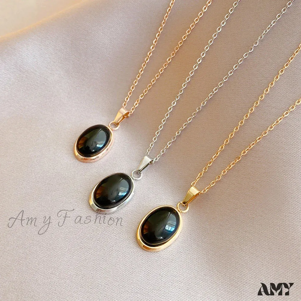 Amy Fashion - Simple Fashion Opal Stone 18K Gold Necklace