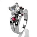 Anniversary 1.25 Diamond CZ Princess Ruby Bezel Cubic Zirconia Cz Ring