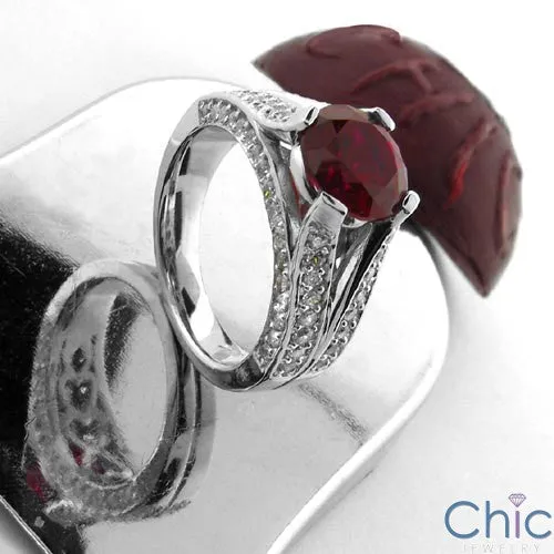 Anniversary Ruby Round 2 Ct Ct Split Shank Cubic Zirconia Cz Ring