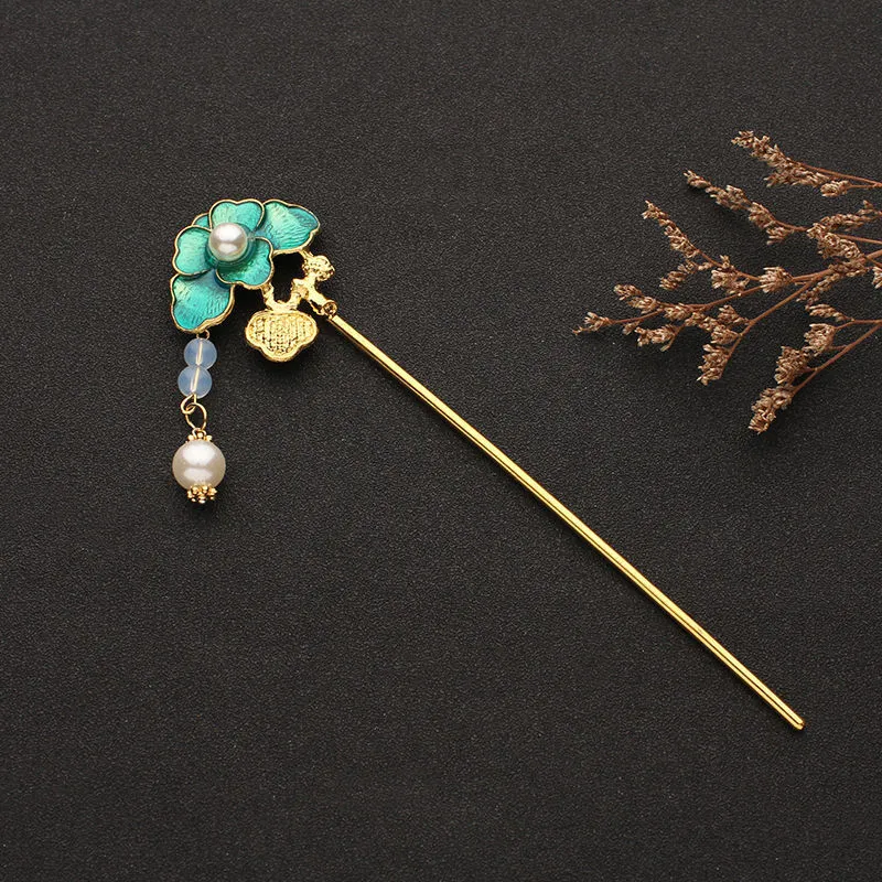 Antique Hairpin Hanfu Accessories Burning Blue Retro Hairpin