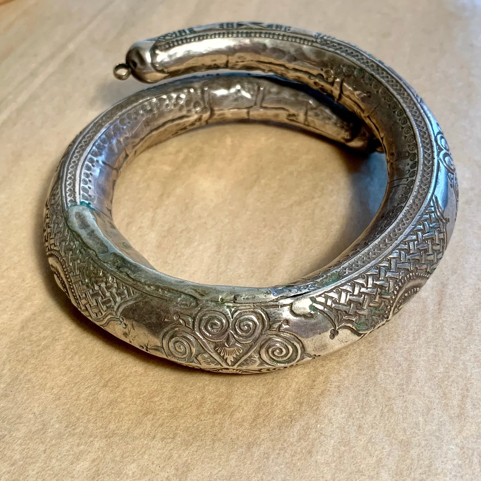 Antique Silver Hollow Bangle, Nepal