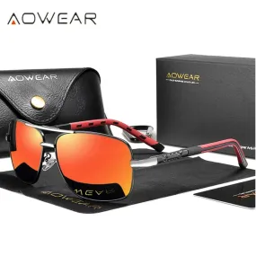 AOWEAR Rectangle Polarized Mirrored UV400 Sunglasses 2 Colours