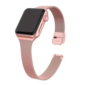 Apple Watch (38/40/SE/41/42mm) Tech-Protect Thin Milanese Rustfri Stål Rem - Rose Gold