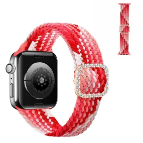 Apple Watch 40mm nylon watch strap in rhinestone buckle - Strawberry Red