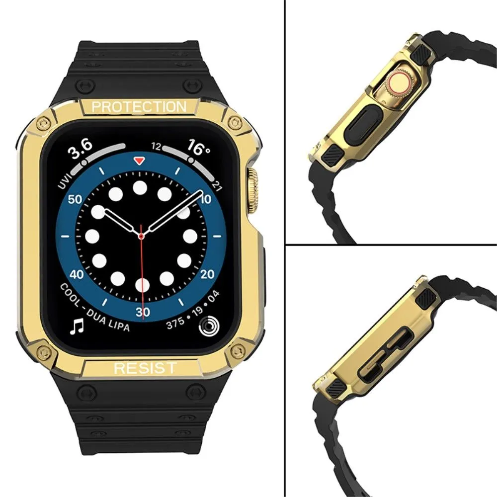 Apple Watch (41mm) contrast color TPU watch strap - Black / Gold