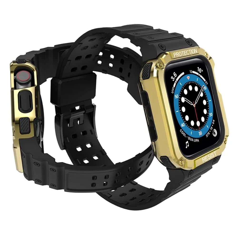 Apple Watch (41mm) contrast color TPU watch strap - Black / Gold