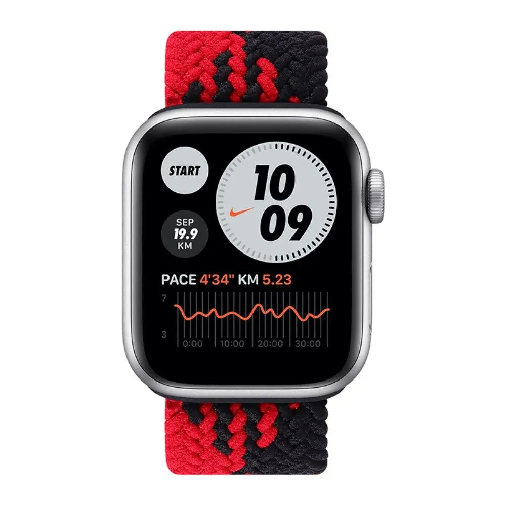 Apple Watch (41mm) elastic watch strap - Black / Red Splicing / Size: S