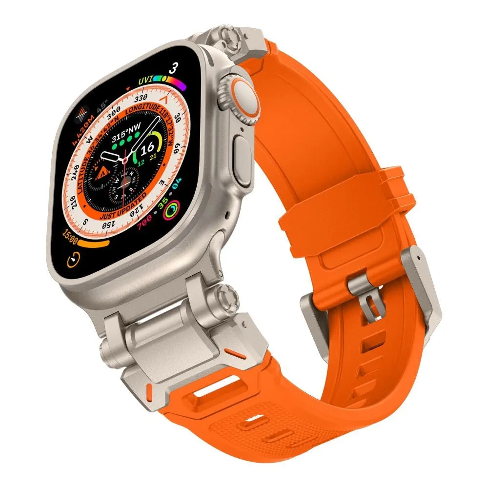 Apple Watch (42 / 44 / SE / 45 / 49mm) Tech-Protect Delta Pro Silikone Rem - Orange / Titanium