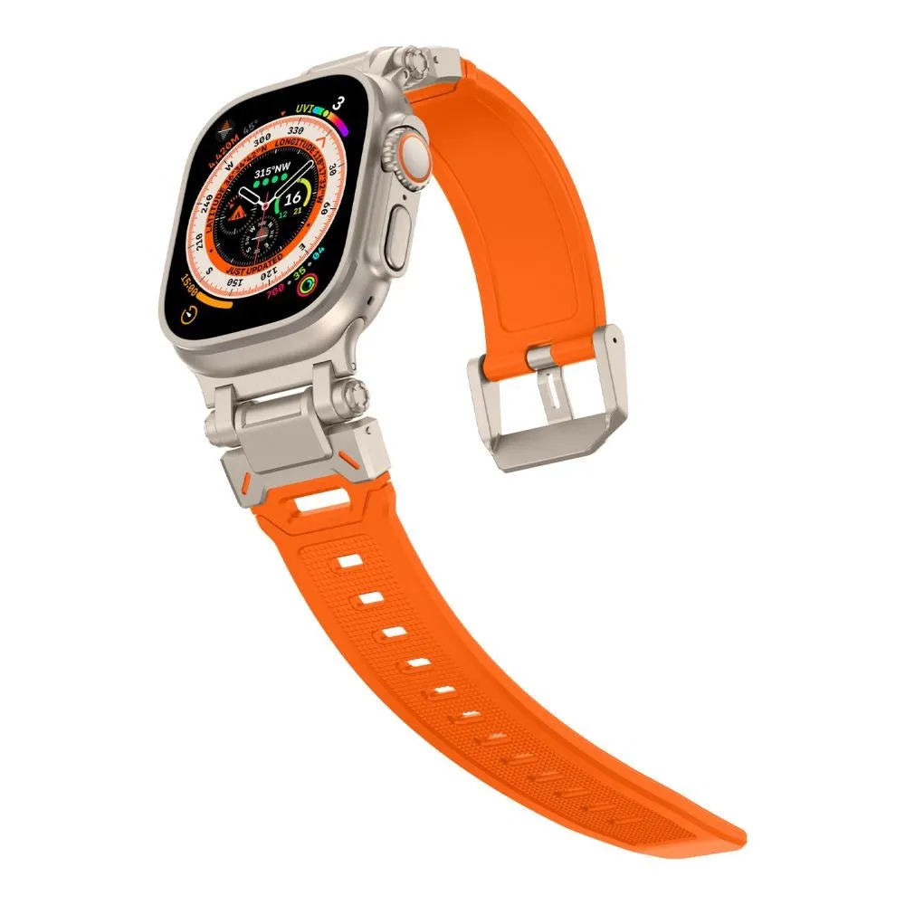 Apple Watch (42 / 44 / SE / 45 / 49mm) Tech-Protect Delta Pro Silikone Rem - Orange / Titanium