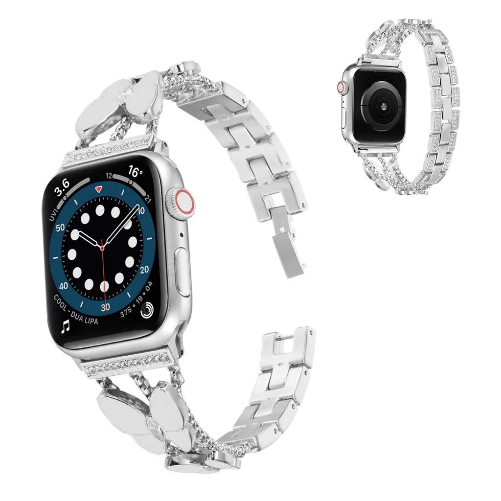 Apple Watch 42mm - 44mm rhinestone butterfly décor watch strap - Silver / Grey