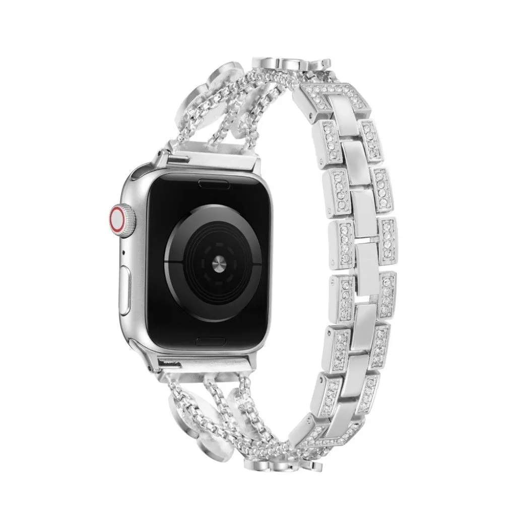 Apple Watch 42mm - 44mm rhinestone butterfly décor watch strap - Silver / Grey