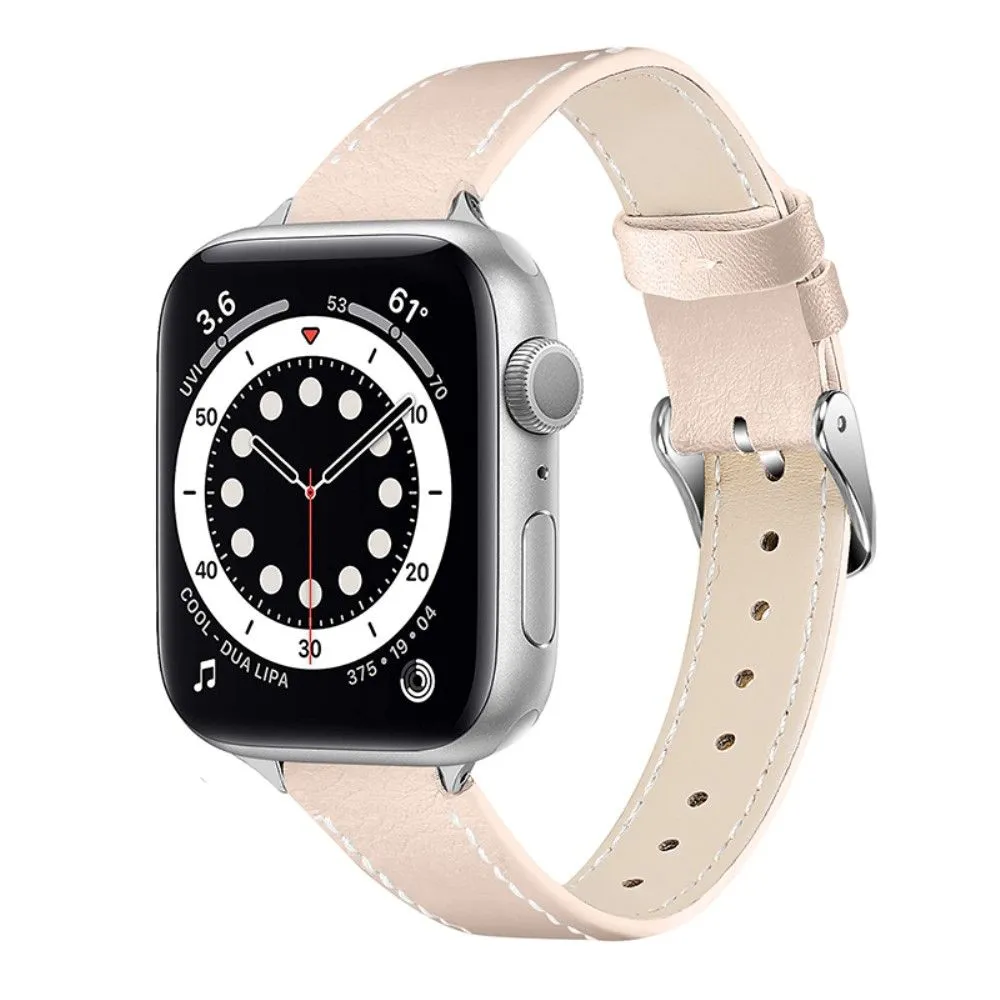 Apple Watch (45mm) elegant genuine leather watch strap - Apricot