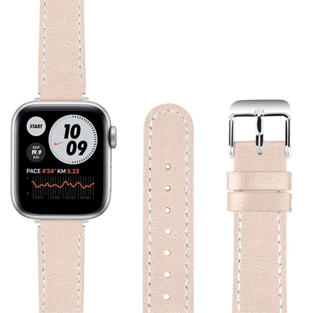 Apple Watch (45mm) elegant genuine leather watch strap - Apricot