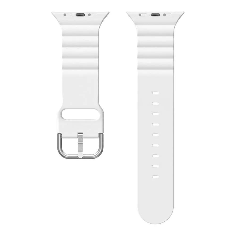 Apple Watch (45mm) horizontal stripe silicone watch strap - White