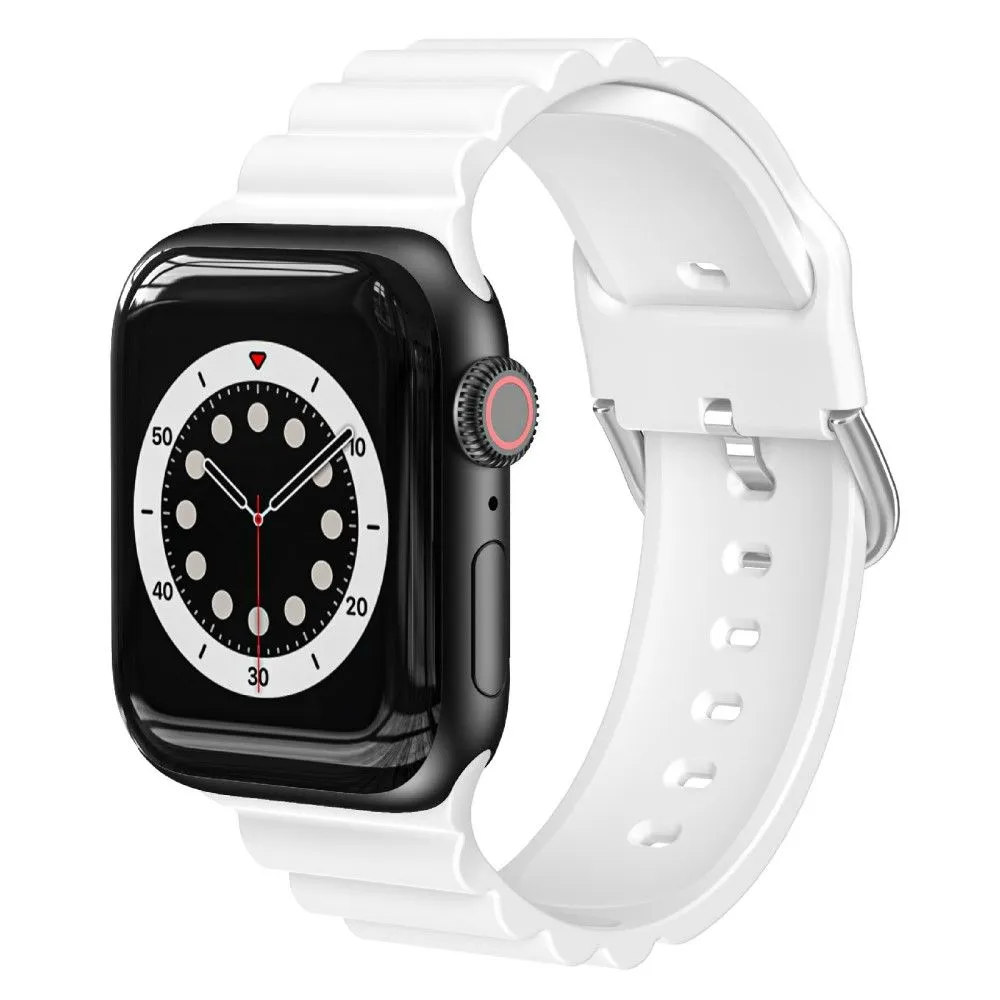 Apple Watch (45mm) horizontal stripe silicone watch strap - White