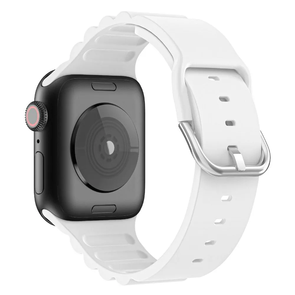 Apple Watch (45mm) horizontal stripe silicone watch strap - White