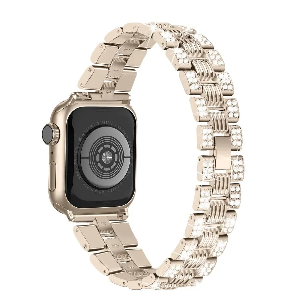 Apple Watch (45mm) rhinestone stainless steel watch strap   cover - Gold / Transparent