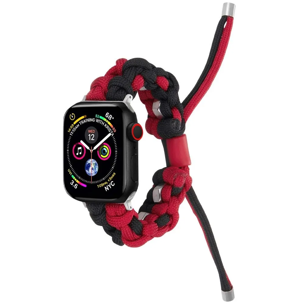 Apple Watch (45mm) unique nylon watch strap - Black / Red