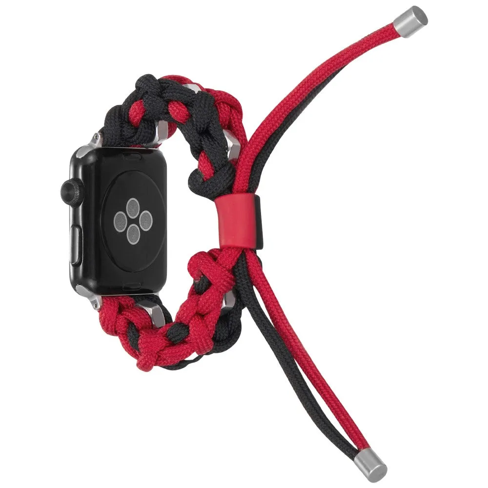 Apple Watch (45mm) unique nylon watch strap - Black / Red